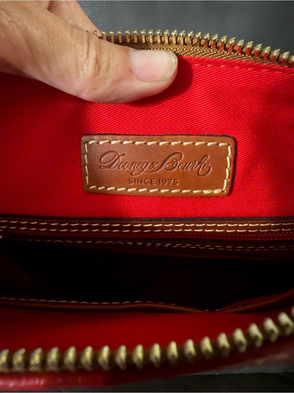 Dooney & Bourke Red Pebbled Leather Crossbody with Tan Trim NWT - Picture 9 of 14